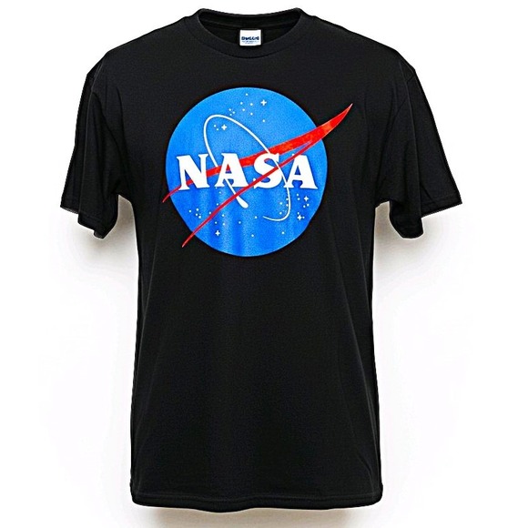 Gildan NASA Logo Graphic T Shirt Black Ultra Cotton Men's Size L